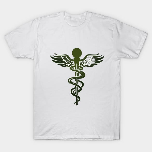 Caduceus Olive Green Shadow Silhouette Anime Style Collection No. 201 T-Shirt by cornelliusy